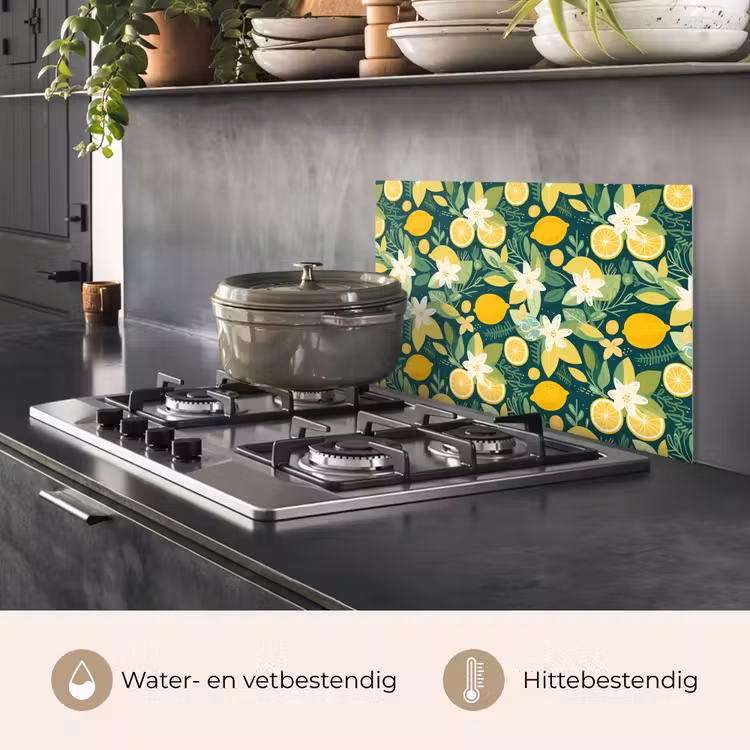 Groen - Bloemen - Citroenpartjes keuken achterwand spatscherm klein 900 -usp_NL