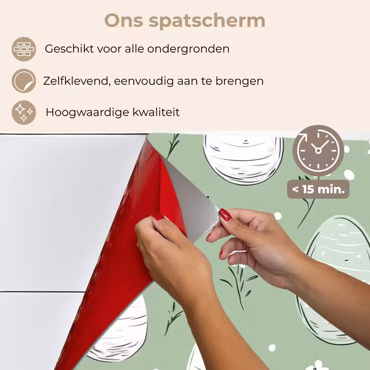 Groen - Eieren - Patroon keuken achterwand spatscherm klein -spatscherm_NL