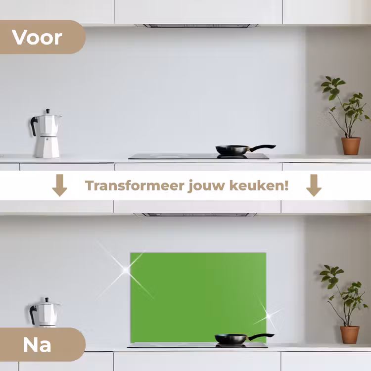 Groen - Kleuren - Natuur keuken achterwand spatscherm klein 900 -voor_na_NL