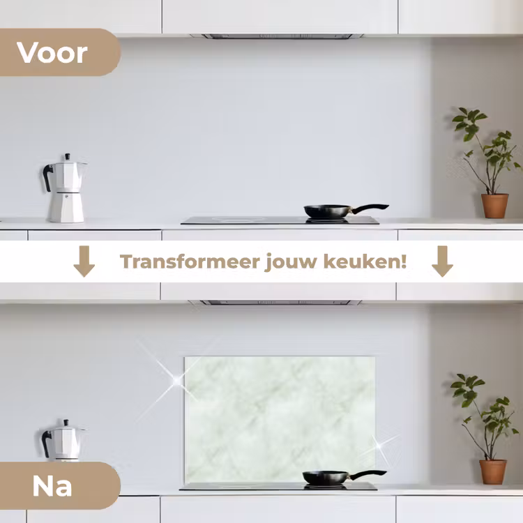 Groen - Marmer - Vloeiende aders keuken achterwand spatscherm klein 900 -voor_na_NL