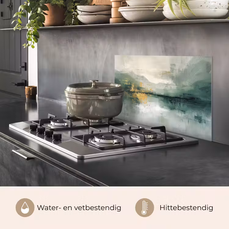 Groen - Modern - Abstract - Goud keuken achterwand spatscherm klein -usp_NL