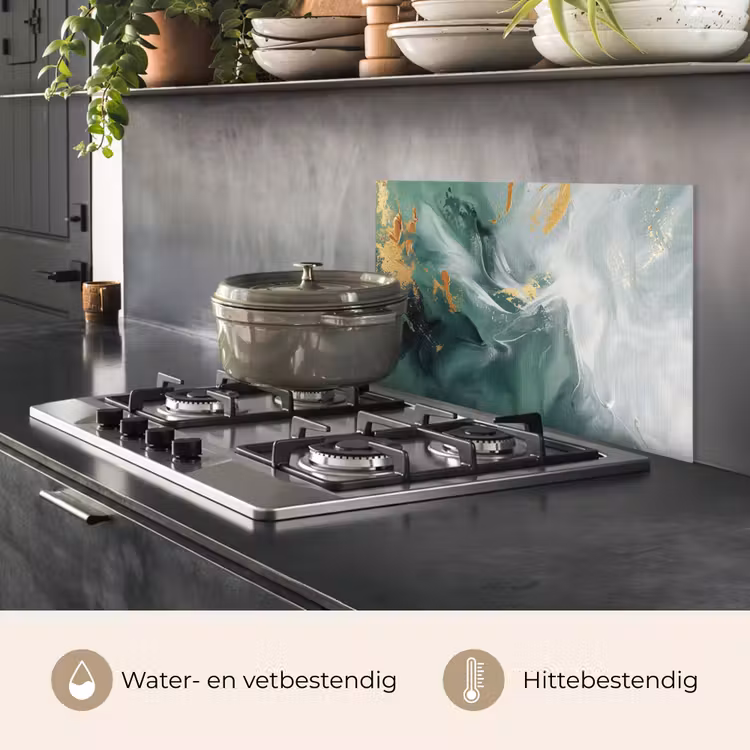 Groen - Modern - Marmer - Abstract keuken achterwand spatscherm klein -usp_NL
