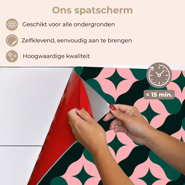 Groen - Roze - Retro - Sterren keuken achterwand spatscherm klein 900 -spatscherm_NL