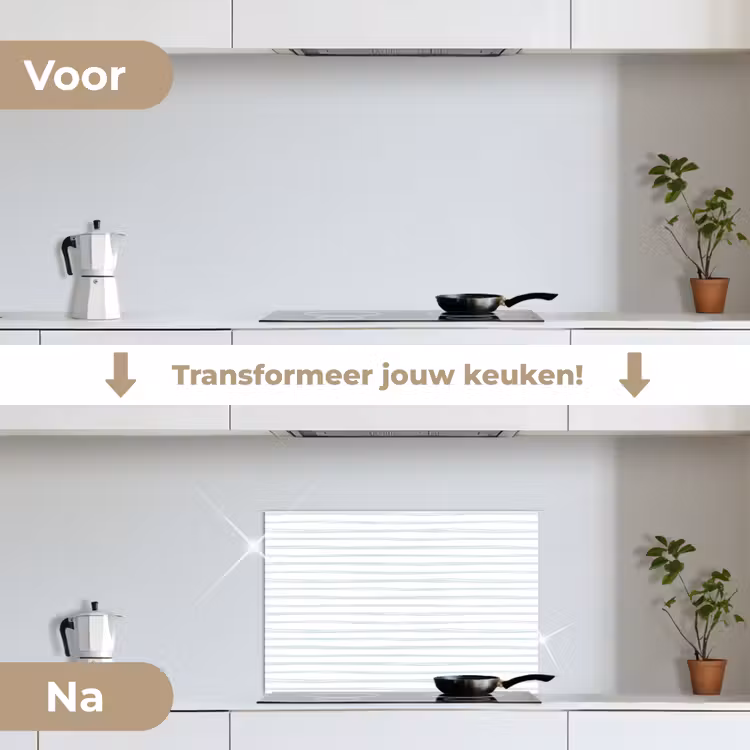 Zee - Sfeer - Strepen - Groen keuken achterwand spatscherm klein 900 -voor_na_NL