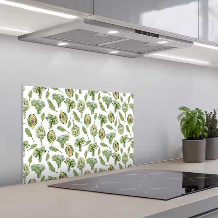Groene - Groente - Broccoli - Artisjokken keuken achterwand spatscherm klein 900 -3d_schuin
