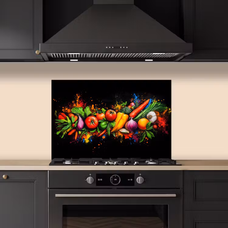Groente - Eten - Kruiden - Graffiti - Koken keuken achterwand spatscherm klein -sfeer1