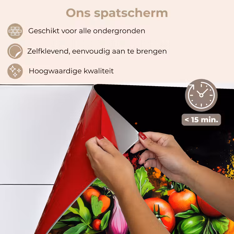 Groente - Eten - Kruiden - Graffiti - Koken keuken achterwand spatscherm klein -spatscherm_NL