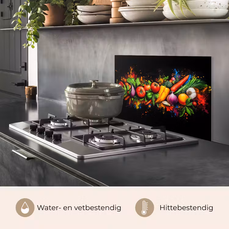 Groente - Eten - Kruiden - Graffiti - Koken keuken achterwand spatscherm klein -usp_NL