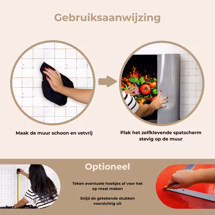 Groente - Eten - Kruiden - Graffiti - Koken keuken achterwand spatscherm klein -gebruiksaanwijzing_NL
