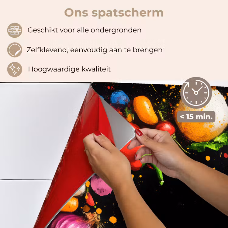 Groente - Graffiti - Kleurrijk - Koken - Abstract keuken achterwand spatscherm klein -spatscherm_NL