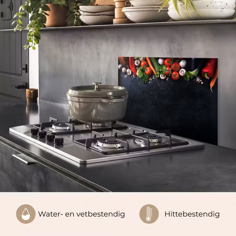 Groente - Kruiden - Specerijen - Zwart - Rustiek - Keuken keuken achterwand spatscherm klein -usp_NL
