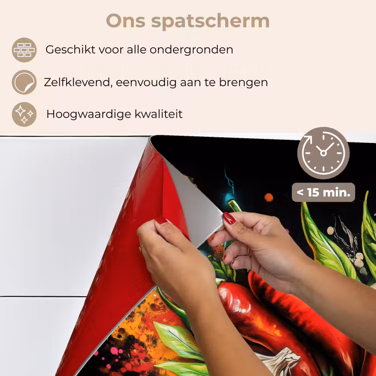 Groente - Peper - Knoflook - Graffiti - Verf - Kleurrijk keuken achterwand spatscherm klein -spatscherm_NL