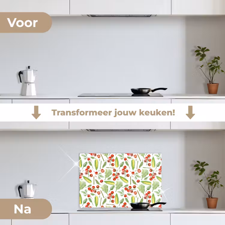 Groente - Tomaat - Maïs - Sla keuken achterwand spatscherm klein 900 -voor_na_NL
