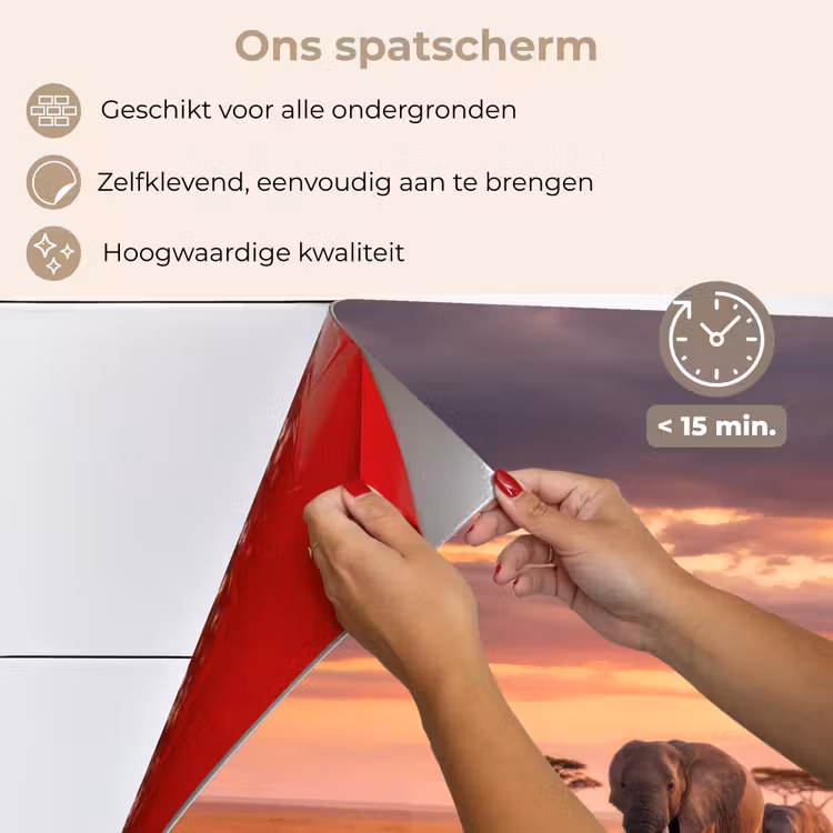 Groep olifanten - Open vlakte - Zon keuken achterwand spatscherm klein -spatscherm_NL