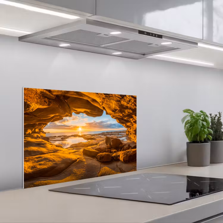 Grot - Zee - Horizon - Zonsondergang keuken achterwand spatscherm klein -3d_schuin