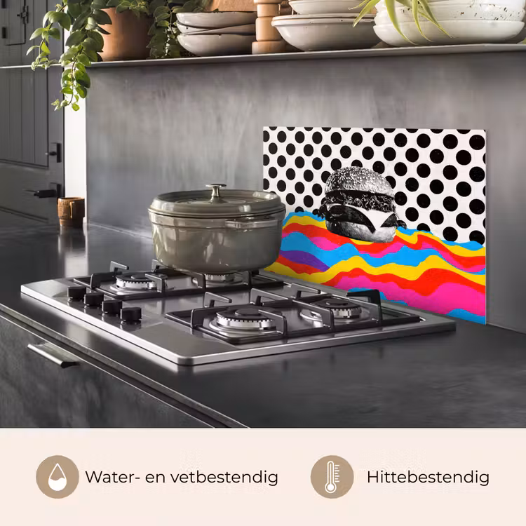 Hamburger - Stippen - Golven - Kleuren keuken achterwand spatscherm klein -usp_NL