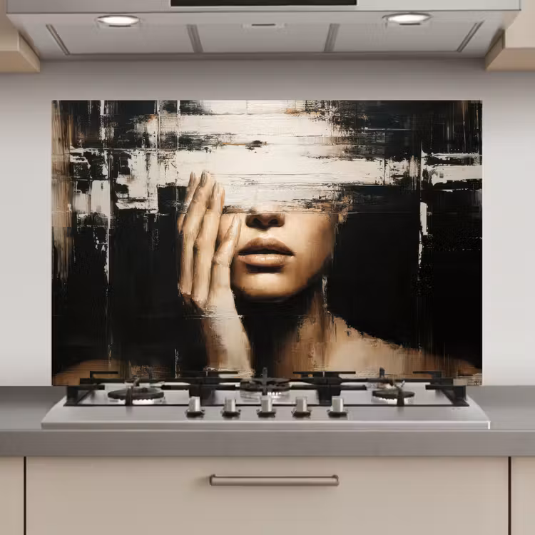 Hand - Gezicht - Strepen - Abstract keuken achterwand spatscherm klein -3d_website