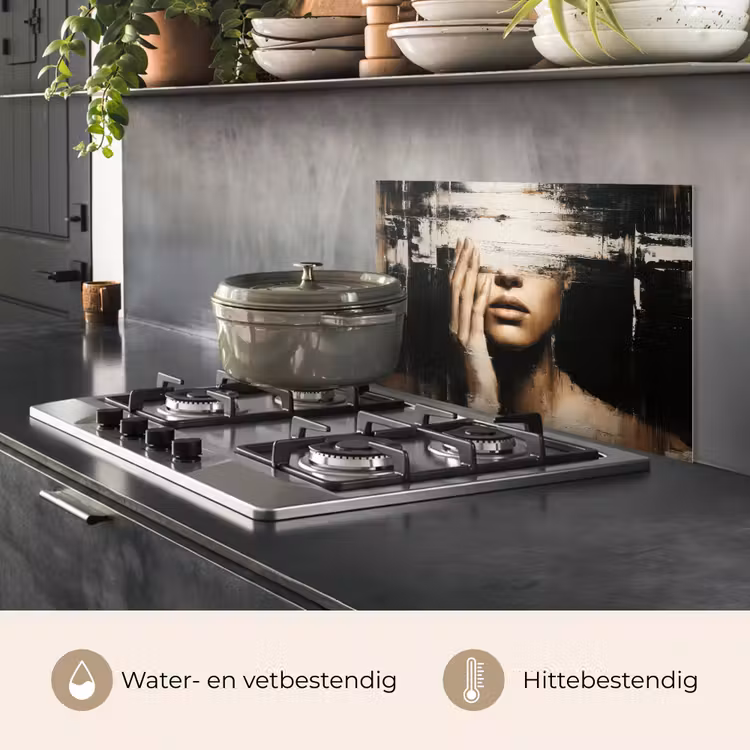 Hand - Gezicht - Strepen - Abstract keuken achterwand spatscherm klein -usp_NL
