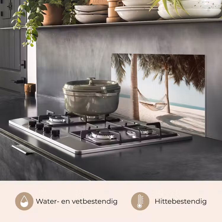 Hangmat - Palmbomen - Strand - Zee keuken achterwand spatscherm klein -usp_NL