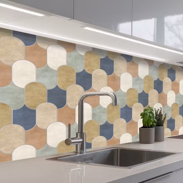 Harmonie - Patroon - Kleurrijk keuken achterwand 2 middel 871 -3d_schuin