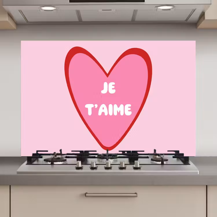 Keuken achterwand - Hart - Frans - Valentijn - Roze