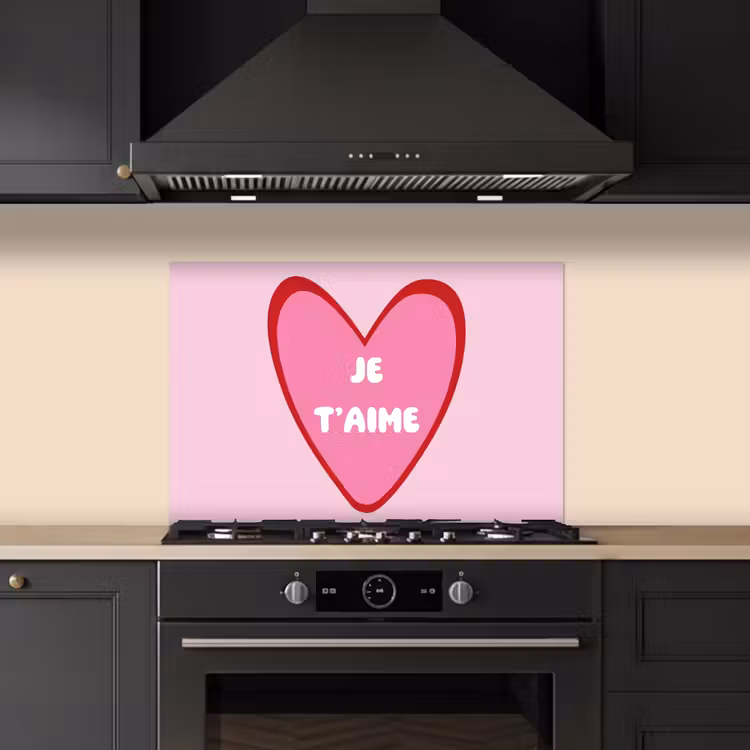 Hart - Frans - Valentijn - Roze keuken achterwand spatscherm klein -sfeer1