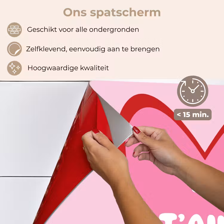 Hart - Frans - Valentijn - Roze keuken achterwand spatscherm klein -spatscherm_NL