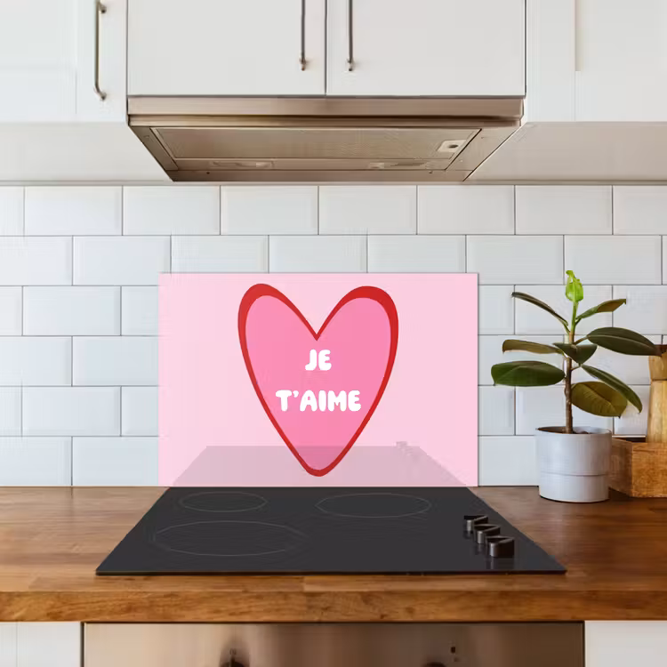 Hart - Frans - Valentijn - Roze keuken achterwand spatscherm klein -sfeer2