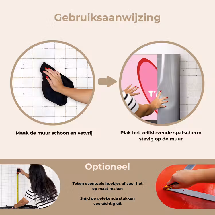 Hart - Frans - Valentijn - Roze keuken achterwand spatscherm klein -gebruiksaanwijzing_NL