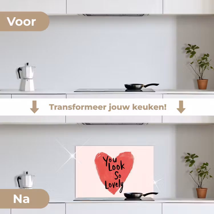 Hart - Rood - Valentijn keuken achterwand spatscherm klein -voor_na_NL