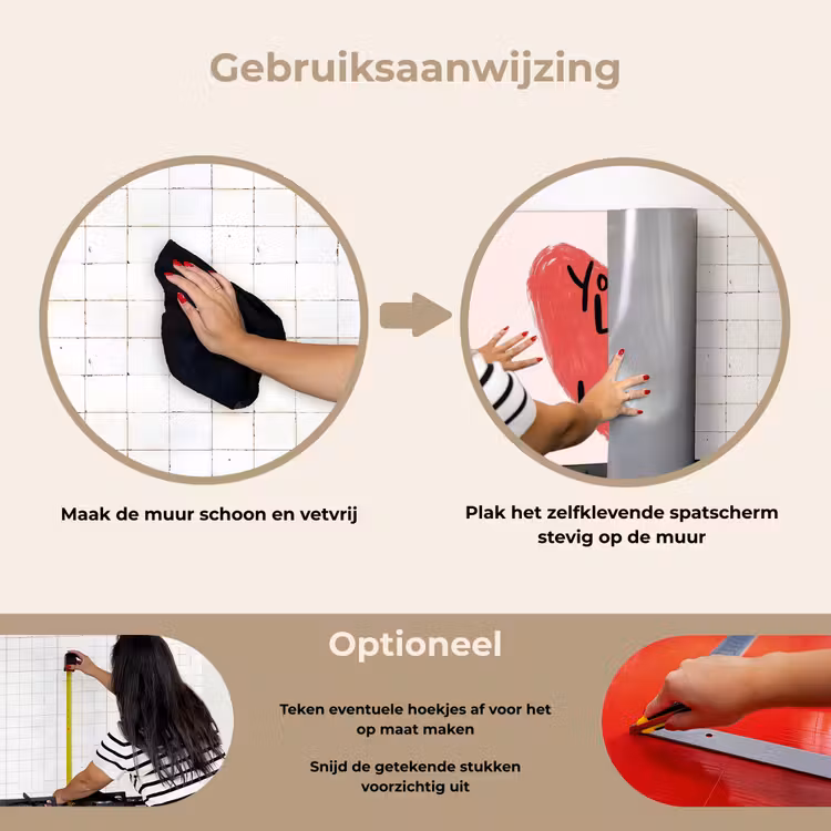 Hart - Rood - Valentijn keuken achterwand spatscherm klein -gebruiksaanwijzing_NL