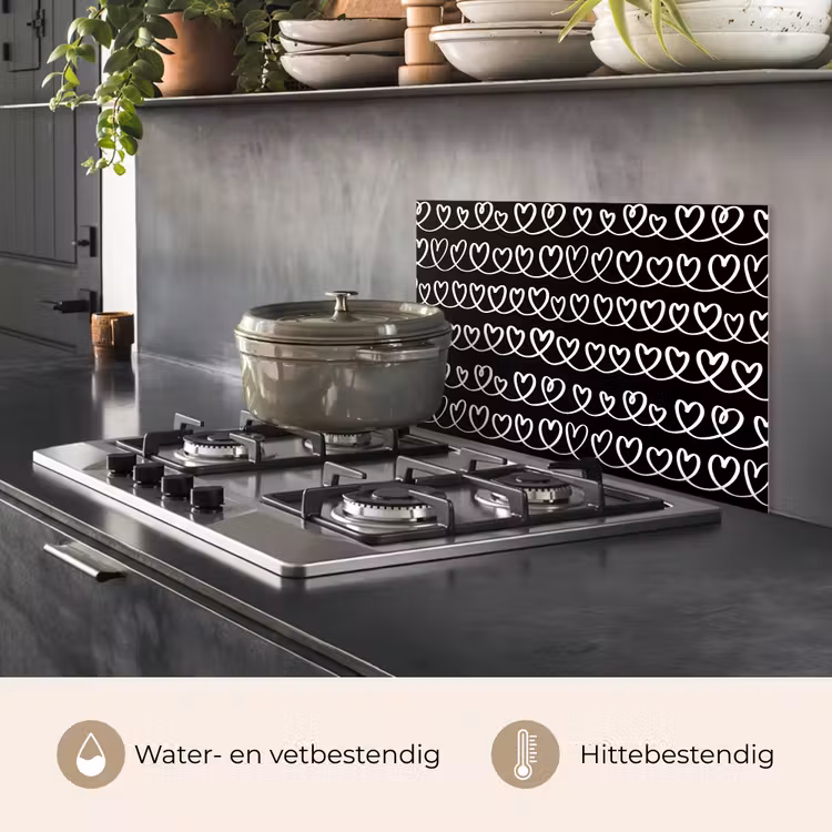 Harten - Verweven - Zwart - Wit keuken achterwand spatscherm klein 900 -usp_NL