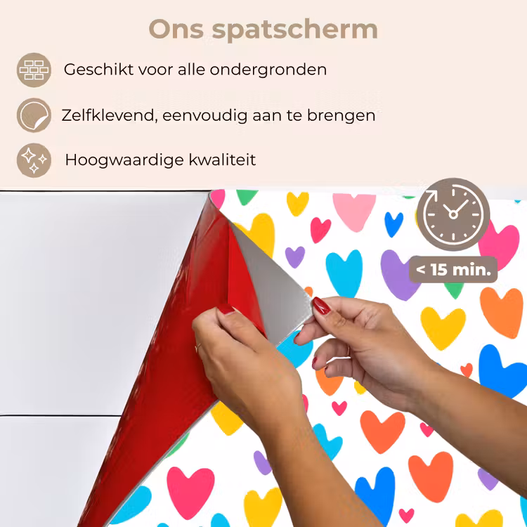 Hartjes - Kleurrijk - Patroon - Levendig keuken achterwand spatscherm klein -spatscherm_NL