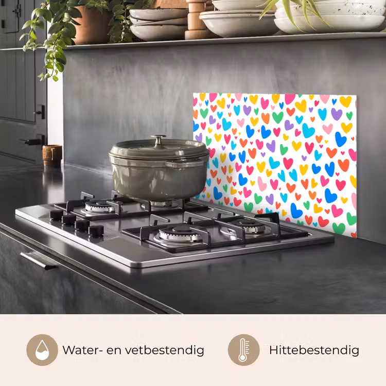 Hartjes - Kleurrijk - Patroon - Levendig keuken achterwand spatscherm klein -usp_NL