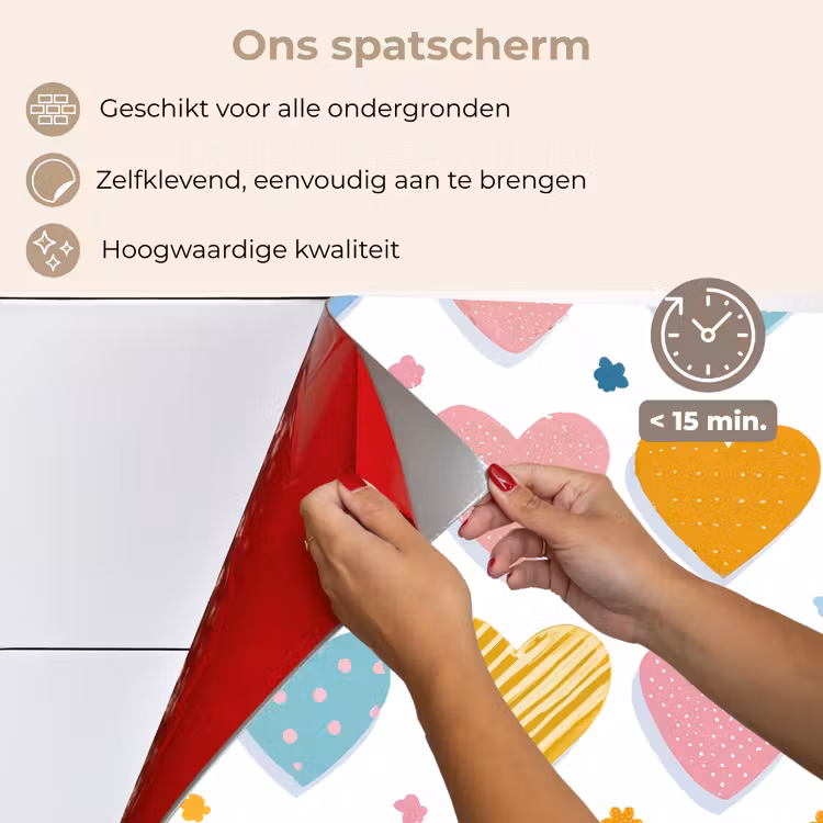 Hartjes - Pastel - Patroon keuken achterwand spatscherm klein -spatscherm_NL