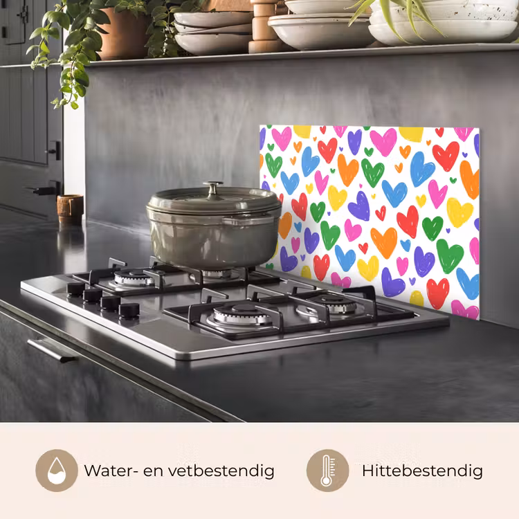 Hartjes - Patroon - Kleurrijk keuken achterwand spatscherm klein -usp_NL
