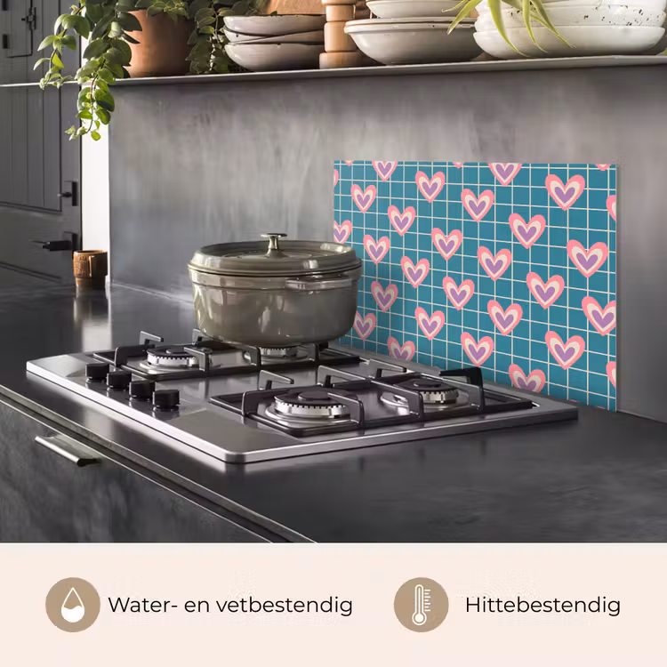 Hartjes - Raster - Patroon - Blauw keuken achterwand spatscherm klein 900 -usp_NL