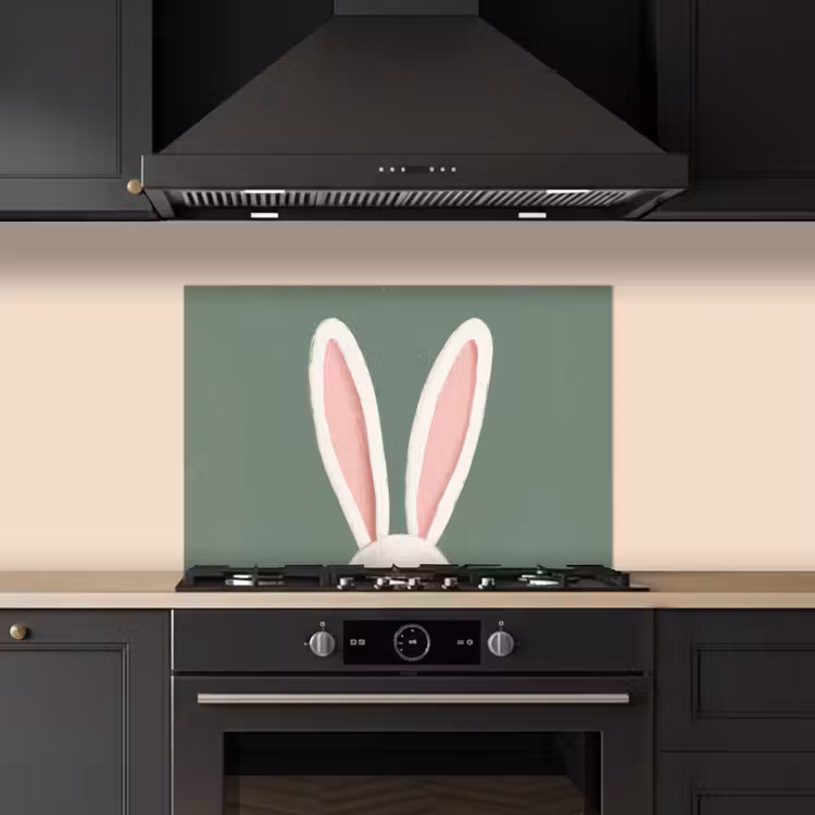 Hazen - Oren - Roze keuken achterwand spatscherm klein -sfeer1