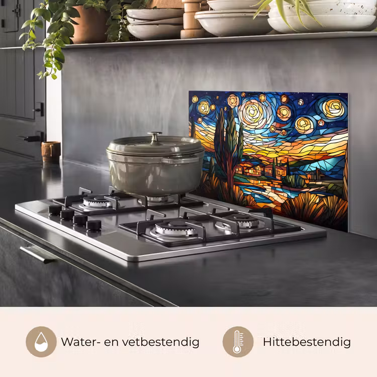 Hemel - Sterren - Mozaïek - Huizen keuken achterwand spatscherm klein -usp_NL
