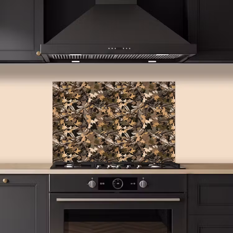 Herfst - Bladeren - Camouflage keuken achterwand spatscherm klein 900 -sfeer1