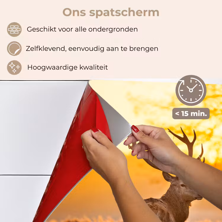 Hert - Dieren - Zonsondergang - Winter - Heide - Natuur keuken achterwand spatscherm klein -spatscherm_NL