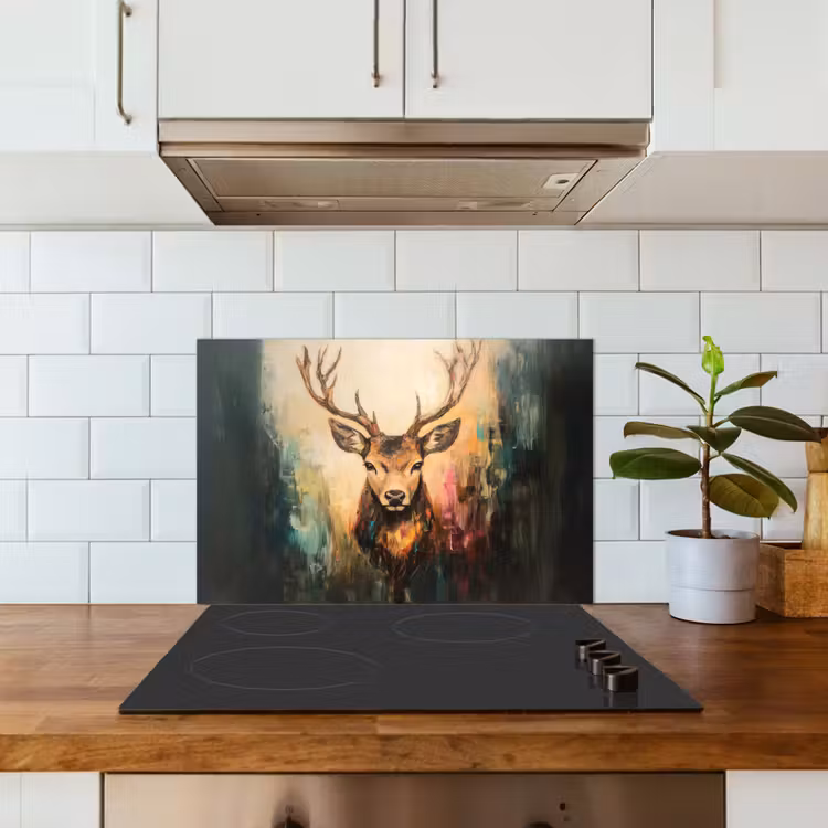 Hert - Geverfd - Gewei - Bruin keuken achterwand spatscherm klein -sfeer2
