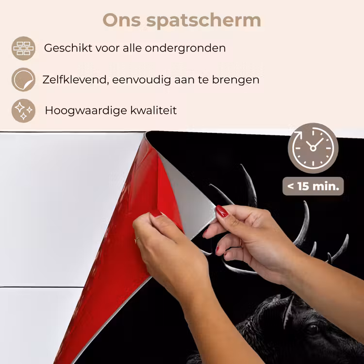 Hert - Zwart - Portret - Gewei - Dieren keuken achterwand spatscherm klein -spatscherm_NL