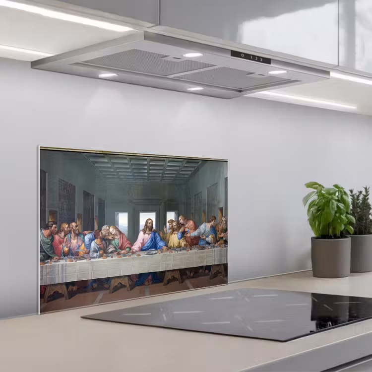 Het laatste avondmaal - Leonardo da Vinci keuken achterwand spatscherm klein -3d_schuin