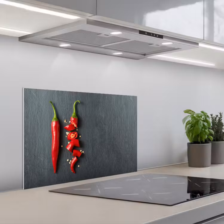 Het Spectrum van Pittigheid keuken achterwand spatscherm klein -3d_schuin