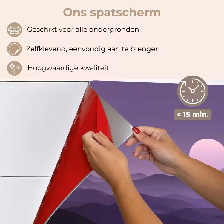 Heuvels - Paars - Mist - Zon keuken achterwand spatscherm klein -spatscherm_NL