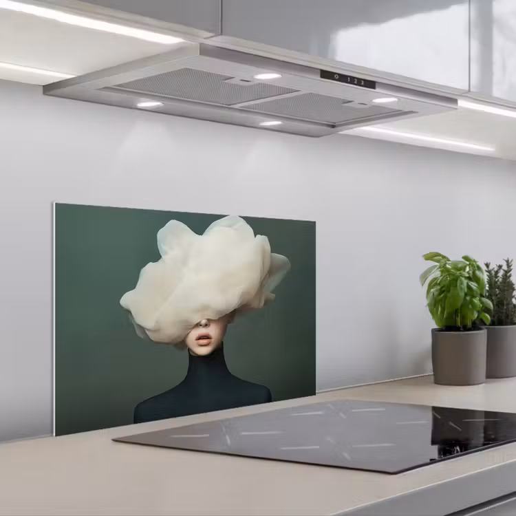Hoed - Vrouw - Beige keuken achterwand spatscherm klein -3d_schuin