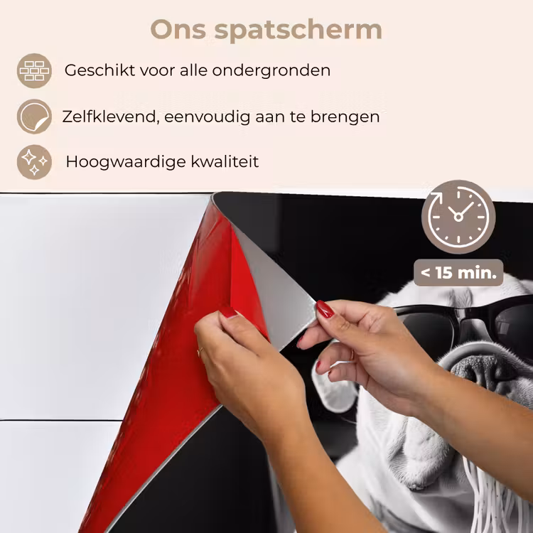 Hond - Bulldog - Pasta - Bril - Stoer - Dieren keuken achterwand spatscherm klein -spatscherm_NL