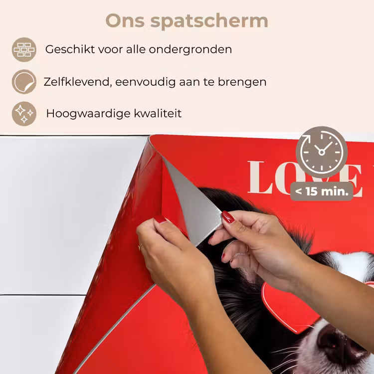 Hond - Hartjesbril - Loveyou - Rood keuken achterwand spatscherm klein -spatscherm_NL