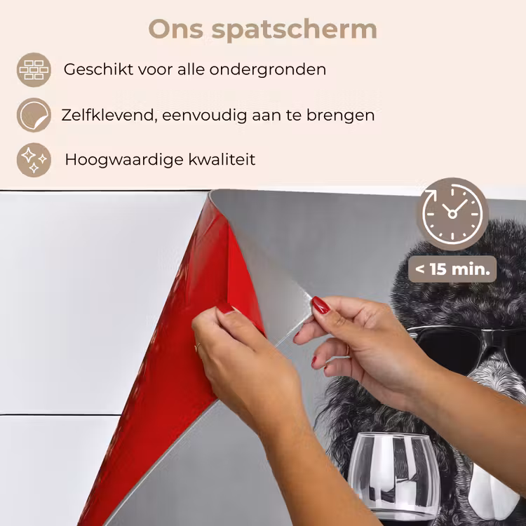 Hond - Krullen - Zonnebril - Wijn keuken achterwand spatscherm klein -spatscherm_NL